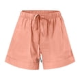 thumbnail image 4 of Pisexur Womens Shorts Solid Color Elastic Waist Shorts Summer Casual Adjustable Drawstring Shorts Quick Dry Gym Yoga Workout Shorts Comfy Loose Linen Shorts Plus Size Shorts with Pockets S-5XL, 4 of 7