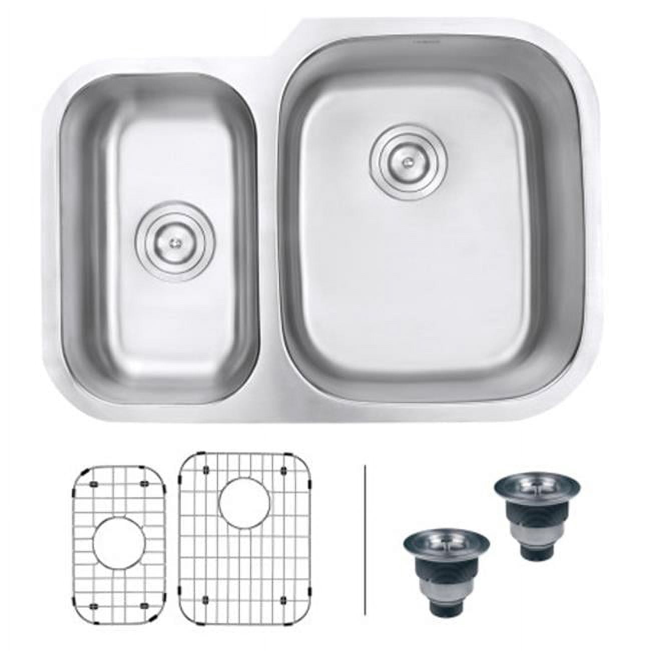 Ruvati RVM4505 16 Gauge Parmi Undermount Kitchen Sink Right Configuration Double Bowl, 29 in. - Stainless Steel