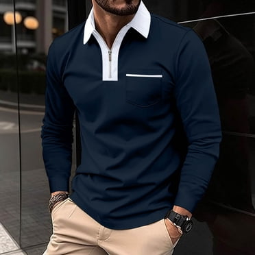 AherBiu Mens Golf Shirts Long Sleeve 1/4 Zip Regular Fitted Stretch Shirt Fall Outdoor Hiking Fashion Athletic Shirts