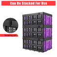 thumbnail image 4 of Bingirl Purple 55L Collapsible Plastic Milk Crate with Side Handles, Heavy - Duty, Stackable, for Food, Drinks, Books and Tools, 4 of 7