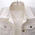 thumbnail image 3 of Sinleey Women's 3/4 Sleeve Denim Jacket Coat Basic Button Down Stretch Jacket with Pockets White 5XL, 3 of 6