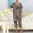 thumbnail image 2 of Pisexur Ensembles de Pyjama pour Femmes 2 Pcs Boho à Imprimé Floral Chemises de Nuit en Coton pour Femmes Décontractées Col Rond T-Shirts à Manches Courtes Hauts et Pantalons de Détente Longueur Genou Pyjamas Grande Taille pour Femmes Ensemble TG-4TG, 2 of 3
