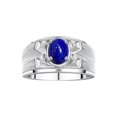 thumbnail image 1 of RYLOS Men's Rings Sterling Silver Rings Classic Designer Style 8X6MM Oval Gemstone &  Diamond Ring Lapis Sepyember Birthstone Rings For Men,  Size 13, 1 of 7