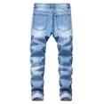 thumbnail image 3 of FYEGRE Straight Leg Jeans for Men Men's Stretch Slim Fit Ripped Distressed Straight Leg Denim Pants with Motorcycle Style for Comfortable Daily Wear Blue 40, 3 of 8