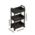 thumbnail image 3 of Tyidzon Chariot Roulant à 3 Niveaux, Chariot Utilitaire en Plastique avec Poignée, Chariot de Rangement Multifonction pour Bureau, Salon, Cuisine, Organisateur de Rangement Mobile avec Roues Noir, 3 of 6