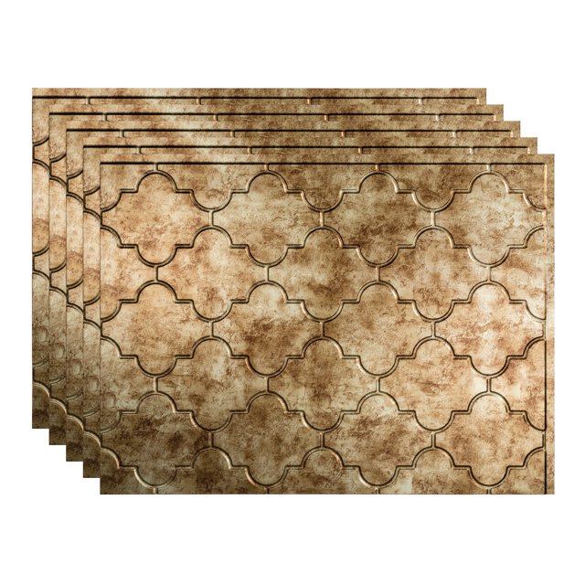 Fasade 18in x 24in Backsplash Panel 5 Pack Monaco Bermuda Bronze