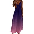 thumbnail image 1 of Tumotour Robes d'Été pour Femmes, Camisole Trapèze Longue et Fluide, Robe Maxi à Col en V Sans Manches à Bretelles Spaghetti, Robe Soleil Évasée à Volants Bohème Imprimée pour Plage, Sorties, Fête, Rendez-Vous, Vacances, 1 of 4