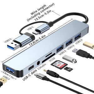 DZCPSCZG USB-C Le centre (8 Dans 1), Avec 100W Puissance de sortie 4K 60Hz Port, 10Gbps USB C Et 2 USB Un port de données, un port Ethernet, MicroSD Et SD Lecteur de cartes