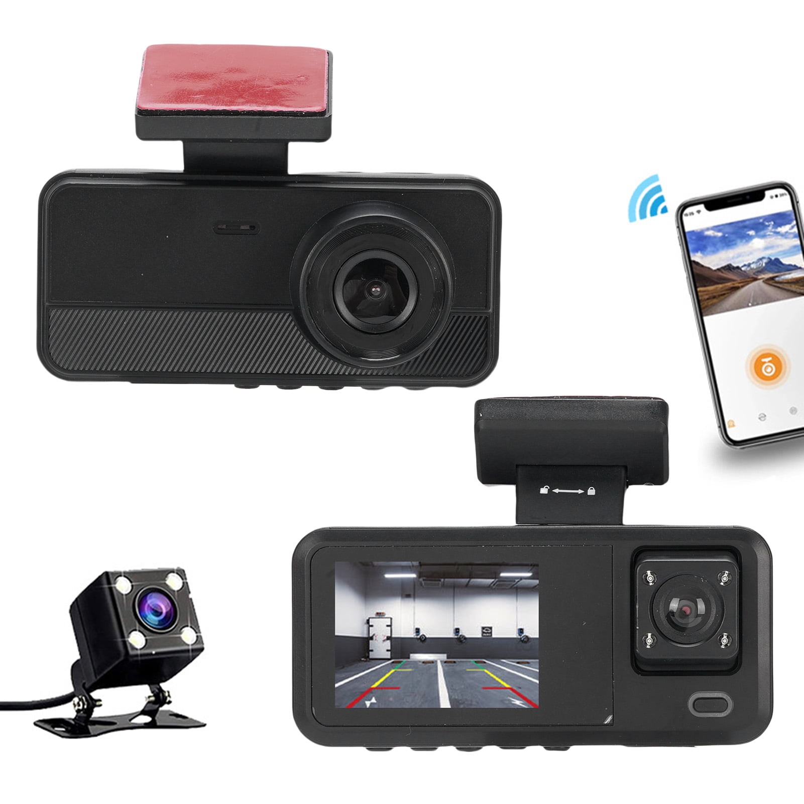 1080P Dash Cam, Wide Angle Lens 3 Channel Dash Cam  for Outdoor