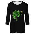 thumbnail image 4 of Meichang Hauts pour Femmes Tendance Manches 3/4 Liquidation, T-Shirts de la Saint-Patrick Porte-Bonheur Imprimé Trèfle à Quatre Feuilles T-Shirts Col Rond Chandail Coupe Ample Décontracté Hauts de Vacances, 4 of 4
