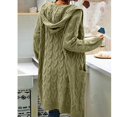 thumbnail image 4 of Women Hooded Open Front Cardigan Cable Knit Sweaters Solid Chunky Long Sweater Coats with Pockets, 4 of 5
