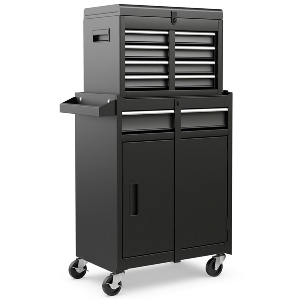 Pemberly Row 5-Drawer Rolling Tool Chest Cabinet Metal Tool Storage Box in Black