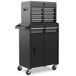 Pemberly Row 5-Drawer Rolling Tool Chest Cabinet Metal Tool Storage Box in Black
