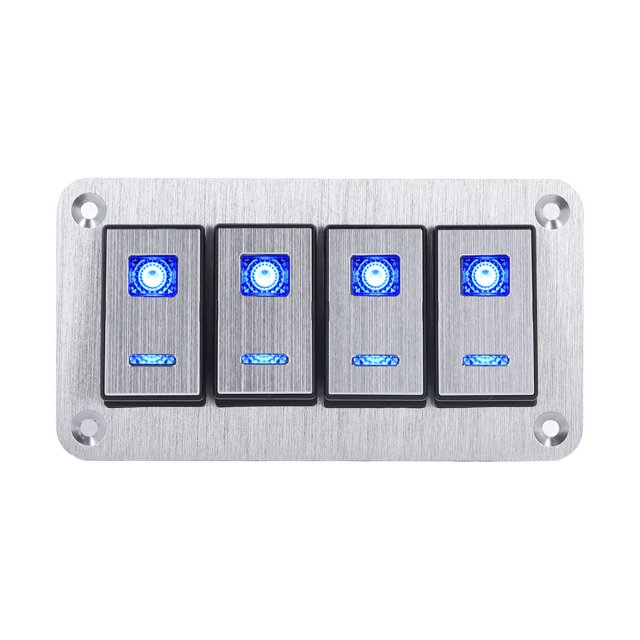 4 Gang Rocker Switch, Universal Flexible PC Buckle SPST Marine Boat Rocker Switch With DIY Stickers For Cars RVs Buses Trailers UTV
