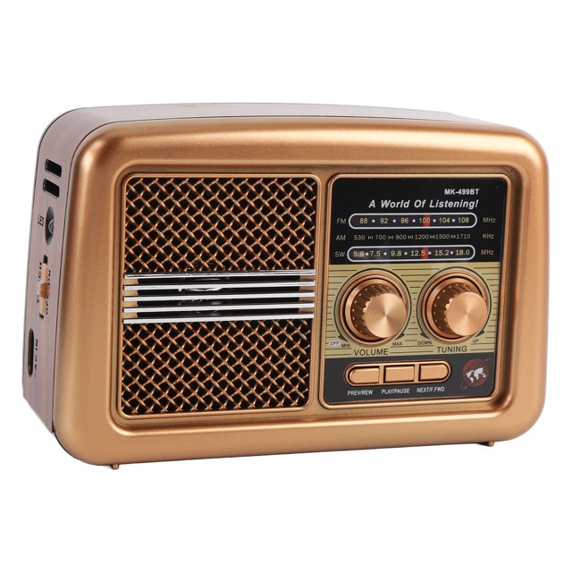 Radio Portable à Bande Complète, Radio Météo AM SW, Double Alimentation d'Urgence avec Lecture de Musique Multi-Sources, pour Maison Cuisine Extérieur