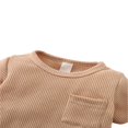 thumbnail image 4 of Baby Solid Color Clothes Set  Short Sleeve O-neck T-shirt with Pocket + Short Pants for Summer, 4 of 7