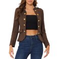 thumbnail image 1 of INSPIRE CHIC Women's Faux Suede Open Front Long Sleeve Button Decor Steampunk Jacket S Coffee, 1 of 6
