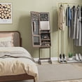 thumbnail image 2 of HOMCOM Freestanding Mirrored Jewelry Cabinet with LED Lights and Stand, 2 of 10