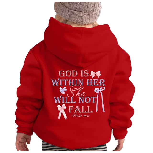 FAOWME Sweat à Capuche Décontracté pour Garçons et Filles Imprimé Mignon Manches Longues Rouge 3-4 Ans