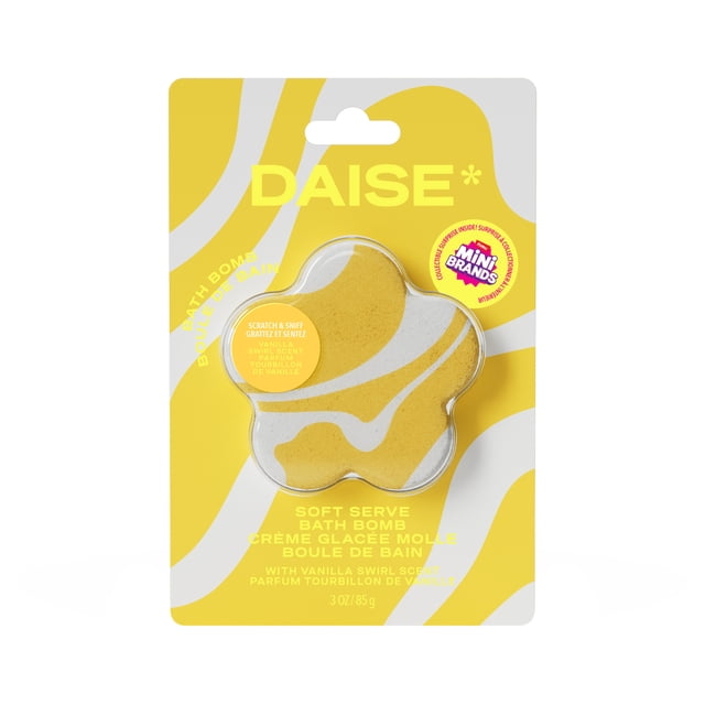 DAISE Soft Serve Bath Bomb in Vanilla Swirl, With Mini Brands Collectible Inside, 3 oz/85 g