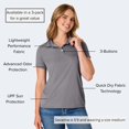 thumbnail image 3 of Hanes Womens Sport Cool DRI Performance Polo, M, Graphite, 3 of 7