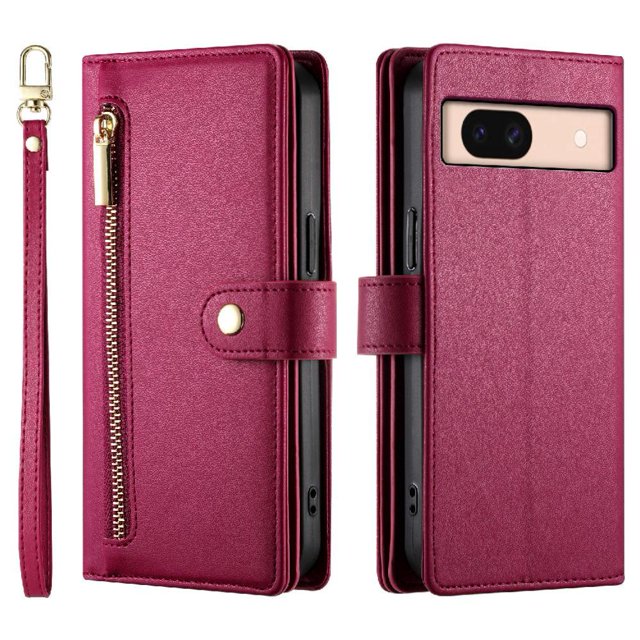 GANGXUN Étui à Rabat en Cuir pour Google Pixel 8a - Sangles Longues et Courtes, design Portefeuille