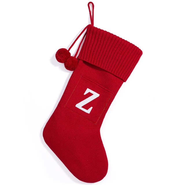 Christmas Knitted Stocking With Personalised Alphabet Decorations Alphabet Letter Initial Red Z
