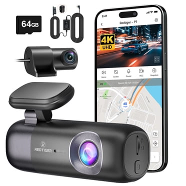 REDTIGER Dash Cam, 4K Front and 1080P Rear Car Dash Camera with WiFi & GPS, Smart App Control, Night Vision, Free 64GB Card