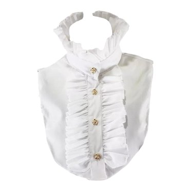 Femmes Steampunk Volants Col Boutons Détachables Revers Demi-Chemise Blouse Robe Accessoire Décoratif - Blanc