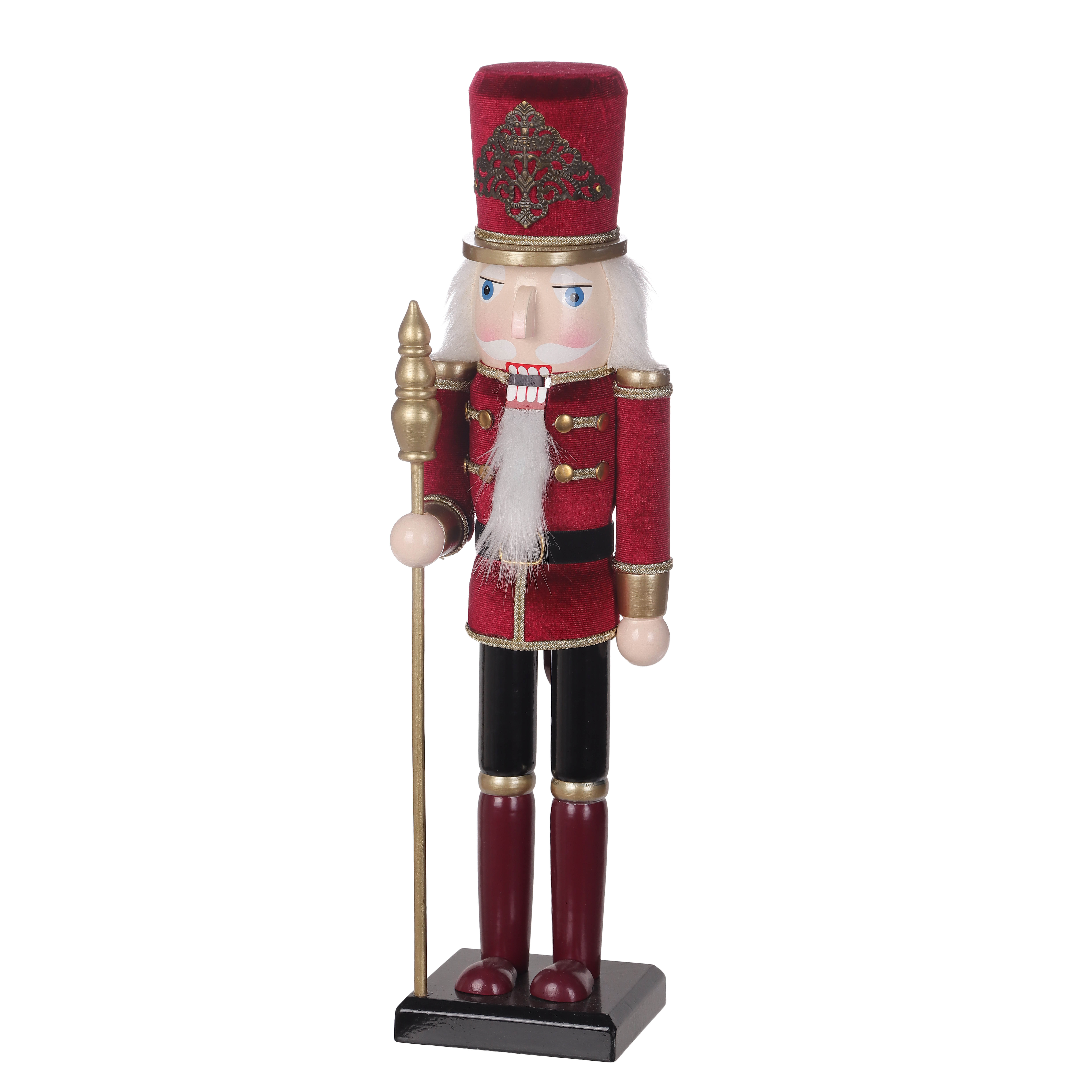 HOLIDAY TIME 15 Inch Burgundy Wooden Nutcracker Christmas Decor