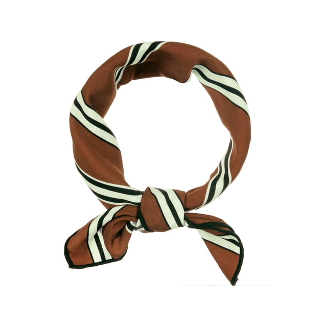 INSPIRE CHIC Foulards Carrés à Rayures pour Femmes Foulard de Tête Fichu Brun avec Boucle