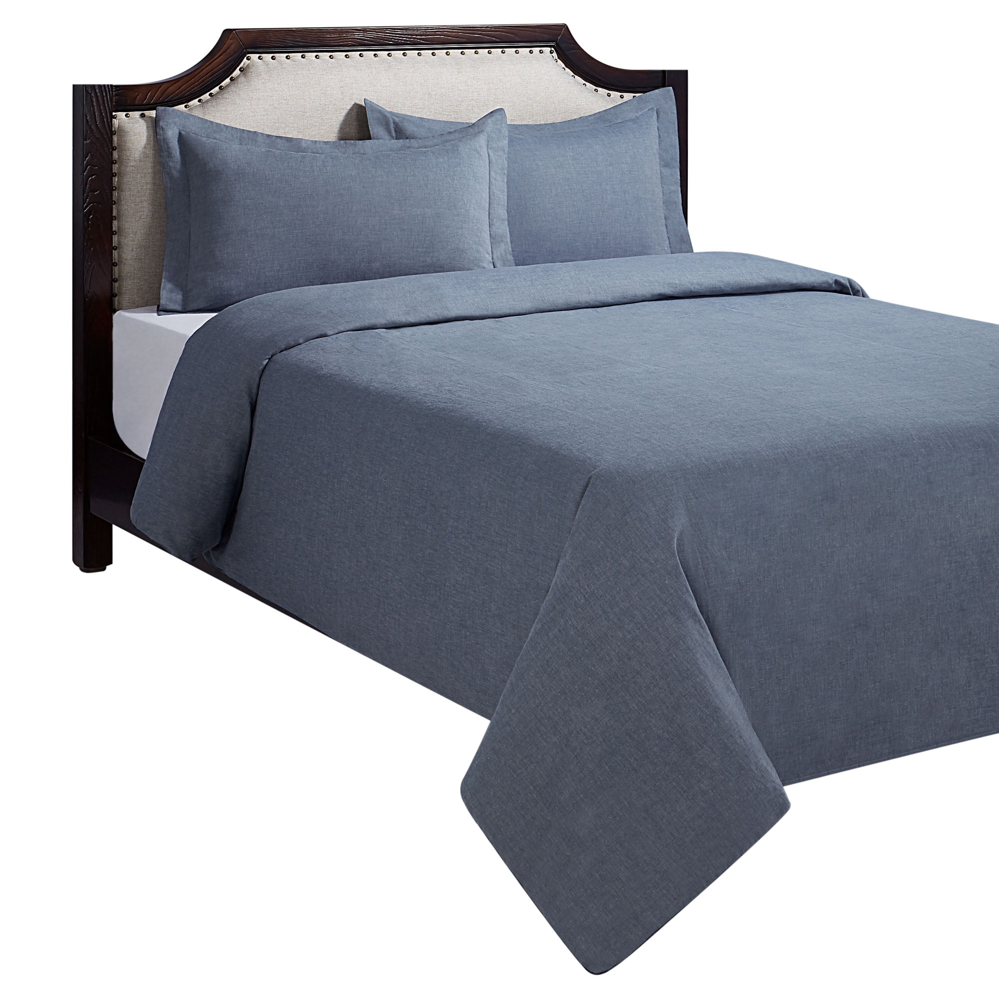 HOMETRENDS 3-Piece Blue Chambray Duvet Cover Set, King