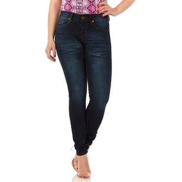 COVER GIRL by COVER GIRL Juniors Mid Rise High Waisted Skinny Jeans, Light Blue / Dark Blue, 1