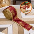 thumbnail image 2 of TopLLC Christmas Ribbon Wired, Christmas Decorations 5.5 Yards 2 inch Gold Pine Needles Wired Edge Ribbon, Glitter Christmas Tree Decorative Ribbon Fabric Craft Ribbon for Gift Wrapping Bow Wreath, 2 of 9