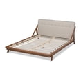 thumbnail image 4 of Allora Mid-Century Wood Queen Size Platform Bed in Light Beige/Walnut Brown, 4 of 9