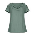 thumbnail image 4 of asjyhkr Womens off Shoulder Tops Summer Short Sleeve Breathable Lightweight Tees Solid Color Tshirts, 4 of 5
