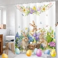 thumbnail image 1 of CaiYueKe Rideau de Douche de Pâques Imperméable en Polyester avec 12 Crochets - Ensemble de Linge de Salle de Bain Style Hôtel, Tissu Résistant à l'Eau Durable Installation Facile Sans Perçage Déco de Salle de Bain, 1 of 7
