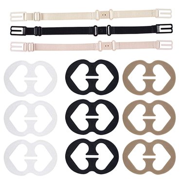 3 Pack Non-slip Women's Elastic Bra Strap Holder Non-slip Bra Straps Elastic Adjustable Bra Strap Holder with 12 Bra Strap Clips