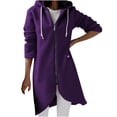 thumbnail image 4 of Pisexur Shacket Jacket Women Solid Color Hoodie Zipper Long Sleeve Sweatshirt Irregular Hem Long Coat Top With Pockets Pocketed Shirts Fall Jacket Shackets, 4 of 8