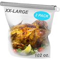 thumbnail image 1 of Sac de Rangement Alimentaire en Silicone 102oz TTG Ensemble de 2] Sacs de Congélation Réutilisables - Couvercles pour Aliments Zéro Déchet et Contenants Contenants en Silicone Réutilisables avec Couvercle, sous Vide, Sacs Très Grands, 1 of 4