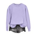 thumbnail image 1 of Milgrthf Chandails d'Automne pour Fille Basiques Tendance à Manches Longues Légers Décontractés à Col Rond Chandails à Enfiler Hauts Violet TTG, 1 of 5