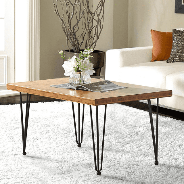 Set of 4 AnthroDesk Carbon Steel Metal Table Legs. for Dining Room, Patio, Coffee Table, Office, Home Office with Matte Black Powder Coating (Hairpin 28")