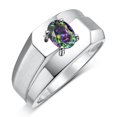 thumbnail image 3 of RYLOS Men's Rings 14K White Gold Ring Classic Solitaire 7X5MM Oval Shape Gemstone Designer Band Alexandrite June Birthstone Rings For Men Size 8, 3 of 7
