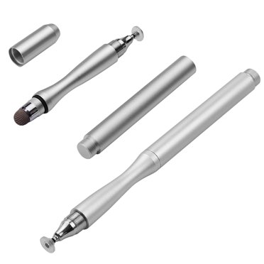 Amdohai Fine Point 2 en 1 Stylus Stylos avec Fibre et Disque Universels Capacitifs Écrans Tactiles Stylus Stylo pour Cellulaire Tablette Écriture Dessin Lot de 2 Pcs 2Argent