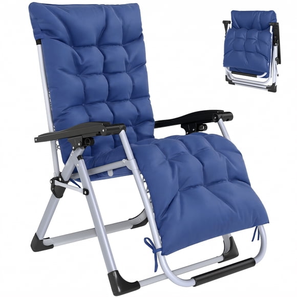 Outsunny Reclining Zero Gravity Chair with Adjustable Backrest, Dark Blue