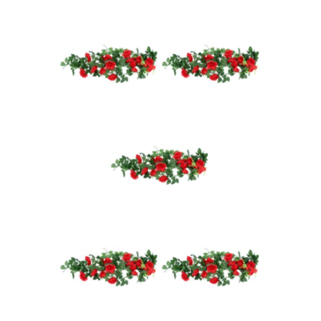 stanreset 1/2/3/5 Artificial Flower Plant Fake Vine Roses Simulation Rose Self-Assembly Party Balcony Garden Restaurant Living Room Garland Red 5PCS