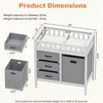 thumbnail image 4 of Costway Wooden Baby Changing Table, Diaper Changing Station with 3 Fabric Storage Drawers Gray, 4 of 9