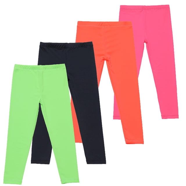 YUNAFFT Girls Stretchy Soft Leggings 3-12Y 4-Pack Lycra Spandex Pure Color Breathable Base Layer Pants