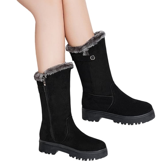 Daznico Womens Snow Boots,Winter Women's Leather Boots Snow Boots Short Boots Mid Heel,Women Winter Boots,Size 6.5