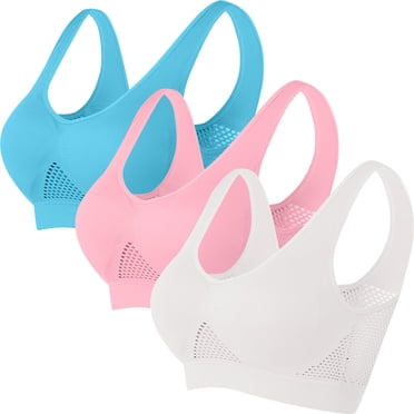 Pisexur Lot de 3 Soutiens-Gorge de Sport pour Femmes, Soutien-Gorge Respirant à Couvrance Totale, Soutiens-Gorge Sans Armatures pour Femmes, Couleur Unie, Maintien Élevé, Soutien-Gorge de Tous les Jours, sous-Vêtements, Soutiens-Gorge Grande Taille P-5TG